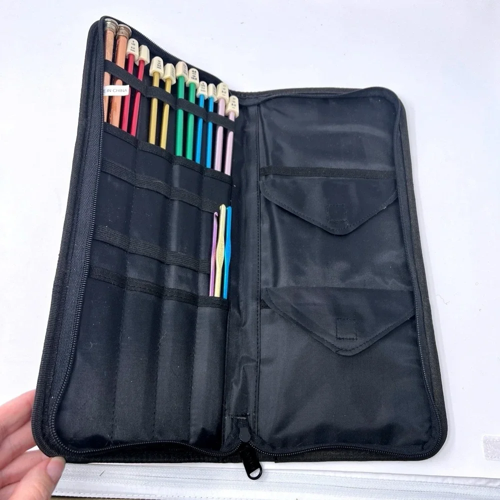 Aluminum Straight Knitting Needles Lot 6 Pairs Sizes 8-11 ArtBin Zipper Case